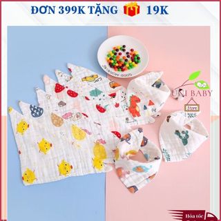 Yếm xô sữa tam giác 6 lớp set 5 chiếc mềm mại cho bé nhiều họa tiết xinh xắn shop Uni Baby
