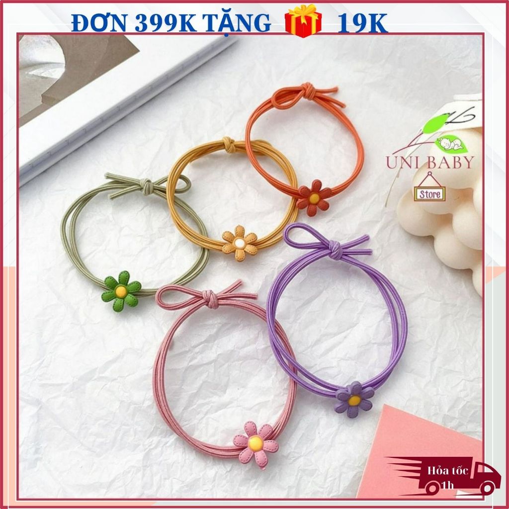 Dây cột tóc hoa cúc nhí chất liệu chun co giãn, kiểu dáng hàn quốc xinh xắn nhiều màu sắc dễ thương