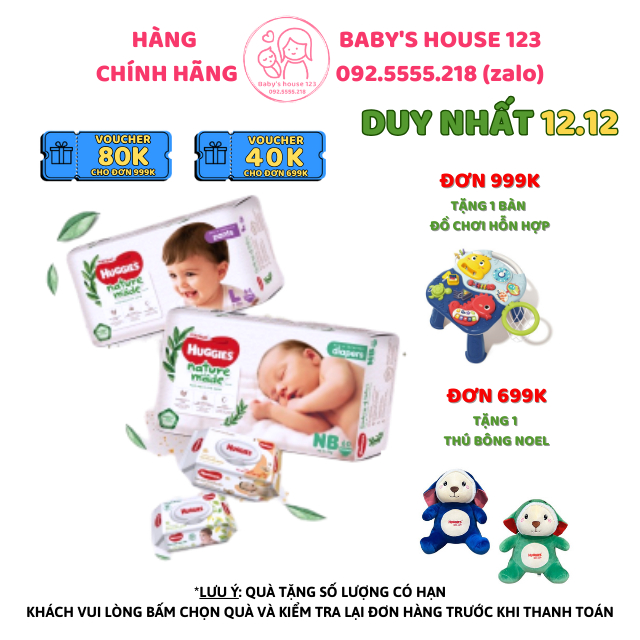 Combo 4 Bịch Bỉm Dán/Quần HUGGIES PLATINUM NATURE MADE size M58/L44/XL 38/XXL26/S82/NB60