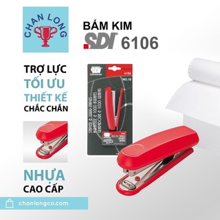Bấm kim, dập kim 10 kèm kim chính hãng SDI 6106. Thép không gỉ, bấm 16 tờ. Dùng trong văn phòng, học sinh.