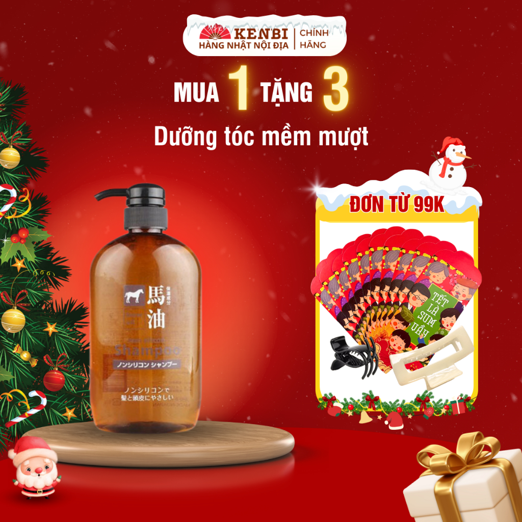 Dầu gội Horse Oil ngựa Nhật Bản 600ml chăm sóc tóc hư tổn - Kenbi hàng Nhật nội địa
