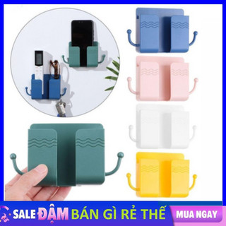 Kệ, Giá Dán Tường Để Điện Thoại, Remote, Ổ Cắm Sạc Đt Có Quai Móc Tiện Dụng Chất Liệu Nhựa Cao Cấp