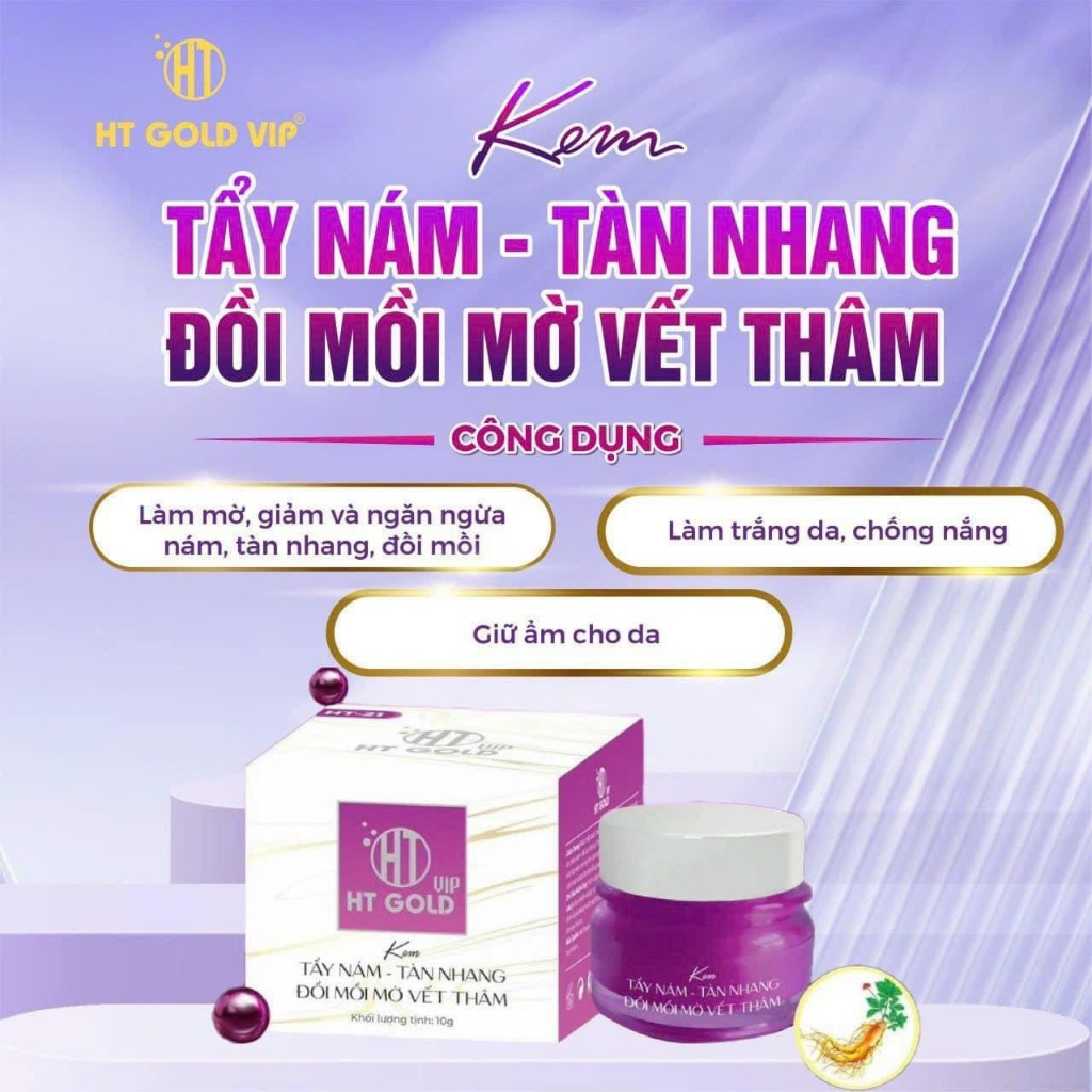 Kem Mờ Nám Tàn Nhang Đồi Mồi Mờ Vết Thâm HT Gold Vip Kem Dưỡng Ngừa Lão Hoá Đều Màu Da CHAMDA 10g HT-21