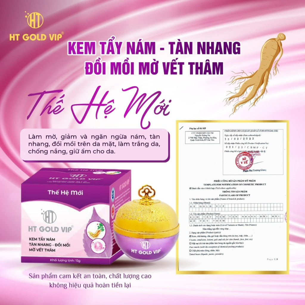Kem Mờ Nám Tàn Nhang Đồi Mồi HT-GOLD Kem Dưỡng Ngừa Lão Hoá Đều Màu Da CHAMDA 15g HT-18
