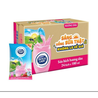 SALE SALE💦💦THÙNG 24 bịch sữa cô gái hà lan ít đường/dâu/soocla 180ml/1 bịch🥛