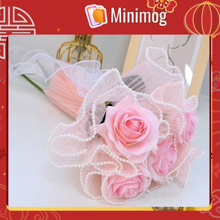 Cuộn voan váy gói hoa,Cuộn Voan bản to Viền Sóng MINIMOG,Viền Ngọc 240x31cm-Giấy gói hoa, ruy băng màu pastel trang trí