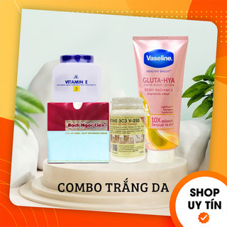   Chính Hãng  Combo Kem Body Bạch Ngọc Liên Xanh + Vitamin E Thái + Kích V250 + Vaseline Gluta Hya 10x Hồng 