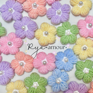 Hoa len , hoa kèm pin cài ghim cài , hoa len handmade By Rya.amour