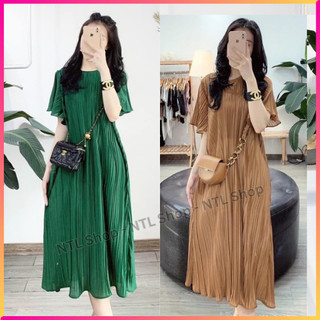 Đầm suông dập ly cổ tròn bầu cao cấp , Đầm bầu, Đầm dáng suông dập ly tay ngắn siêu xinh cực hot hình thật L1