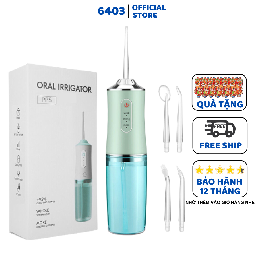 Máy Tăm Nước Oral Irrigator Cầm Tay Máy Vệ Sinh Răng Miệng Sạc Pin Chống Nước Máy Tăm Nước 4 Đầu Chuyên Dụng Làm Sạch Sâ