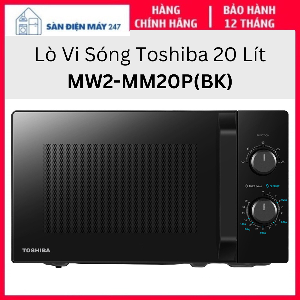 Lò Vi Sóng Toshiba MW2-MM20P(BK), Dung Tích 20 lít, Công Suất 700W, Hàng Chính Hãng, Bảo Hành 12 Tháng.