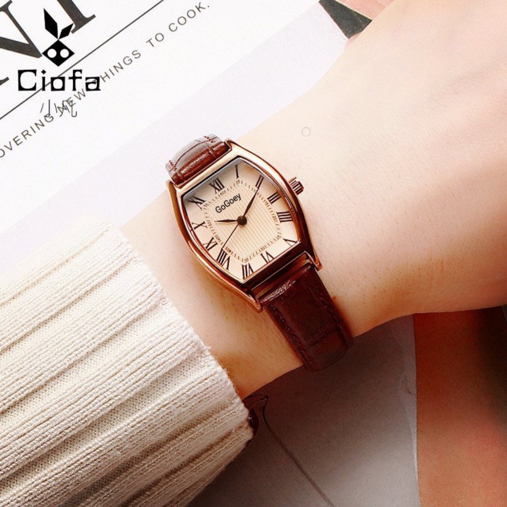 Đồng Hồ Nữ Chính Hãng Gogoey TD6 Dây Da Cao Cấp Mặt Chữ Nhật Đẹp Thời Trang Giá Rẻ A1