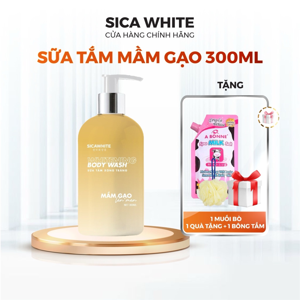 Sữa tắm xông trắng Sica White 300ML, giúp da mềm mịn, dưỡng ẩm, trắng sáng, hỗ trợ mụn lưng - Sica White
