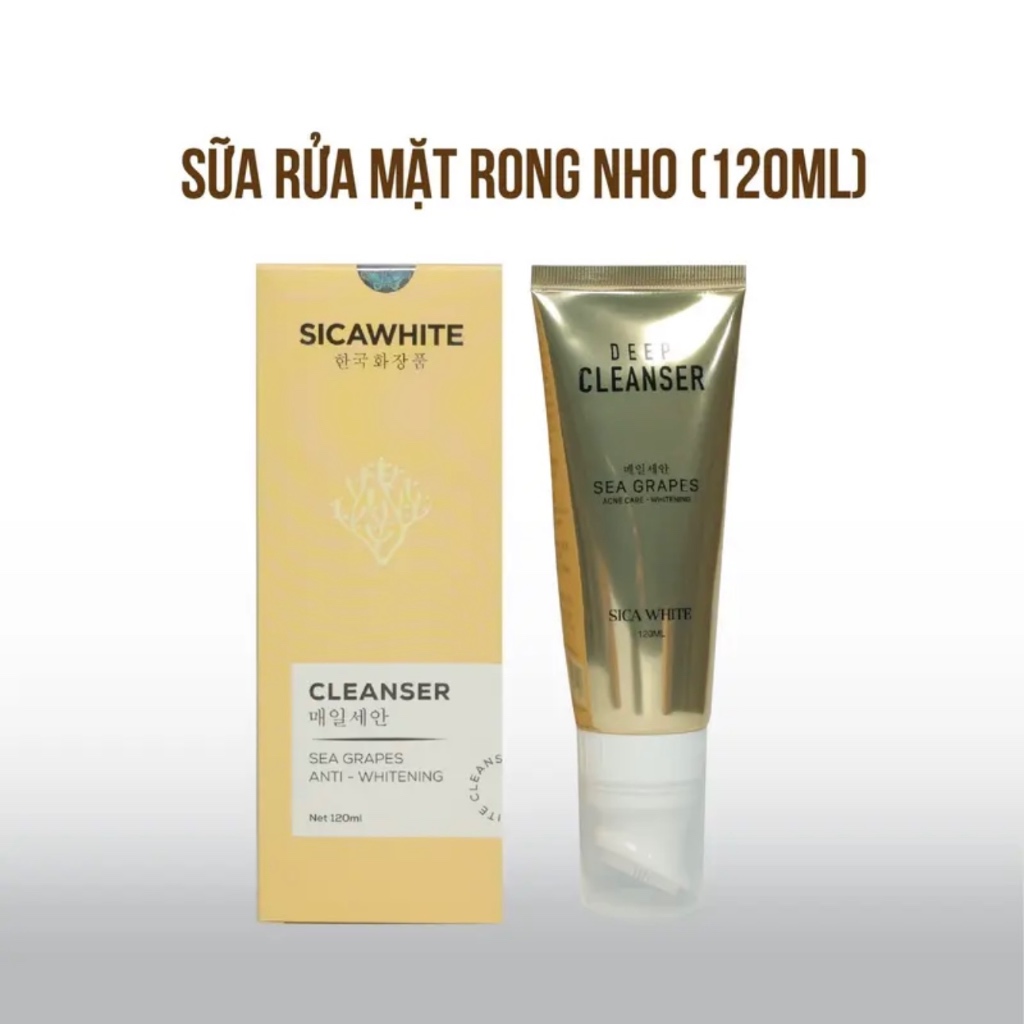 Combo Kem Sica White Kem Lụa 25G Và Sữa Rửa Mặt Rong Nho 120Ml - SICA WHITE