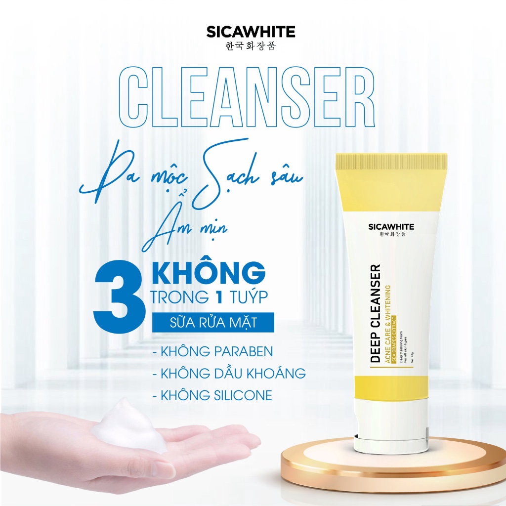 Sữa Rửa Mặt Rong Nho Sica White 40Ml, Sạch Sâu, Ngăn Ngừa Mụn, Không Khô Da - SICA WHITE