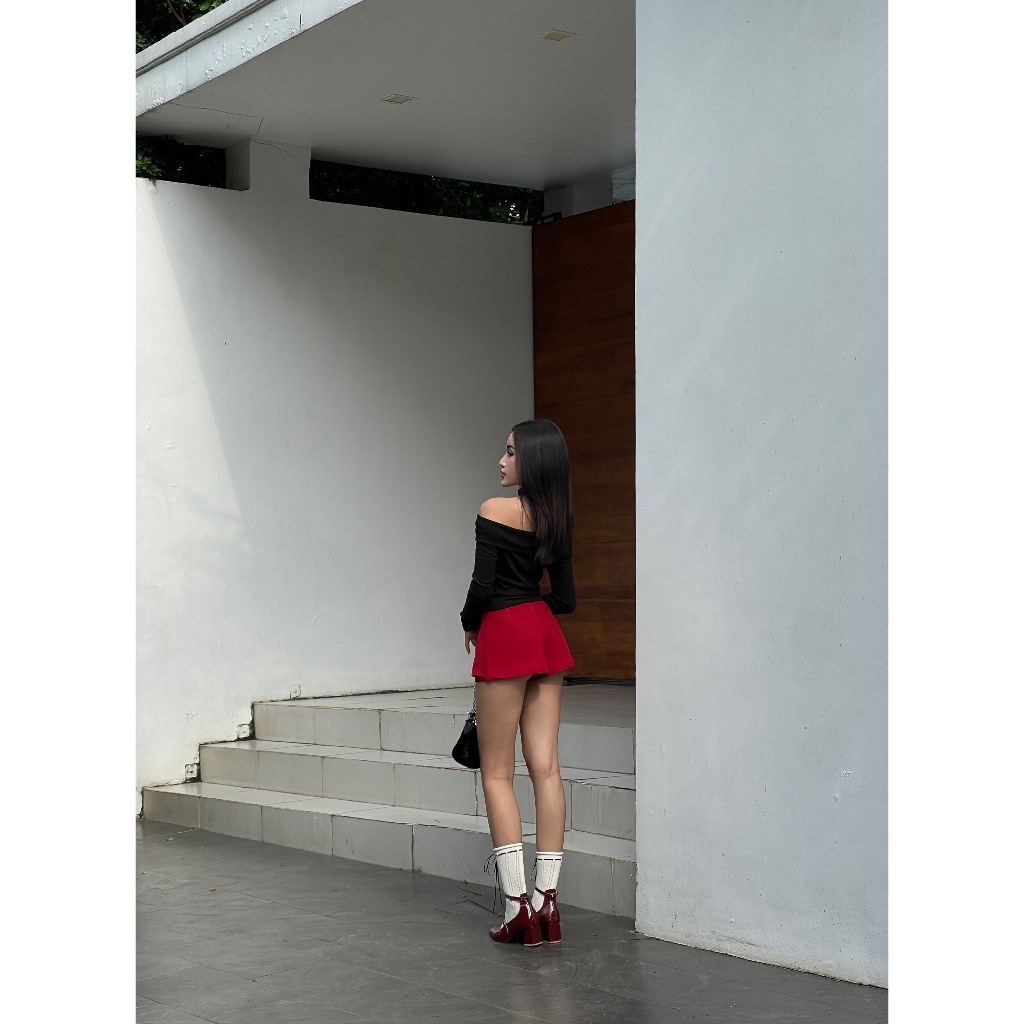 Áo Bẹt Vai Đính Nơ Viibodysuit