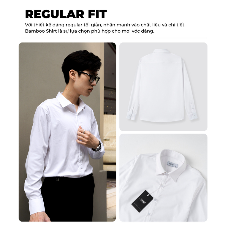 Áo sơ mi trắng nam dài tay Bamboo cotton, sơ mi đen công sở cao cấp JBAGY - JS0108