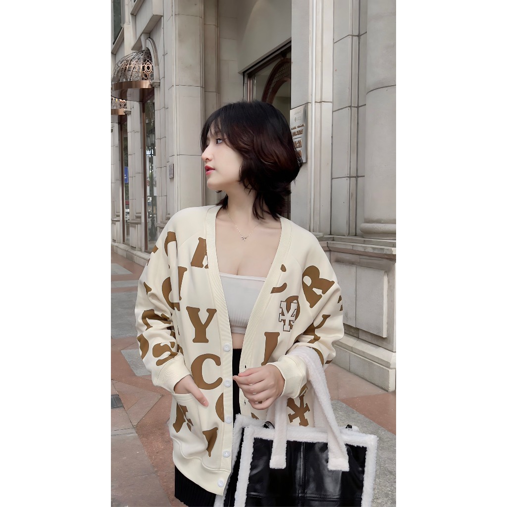 Áo khoác DirtyCoins Print Cardigan - Ivory/Brown