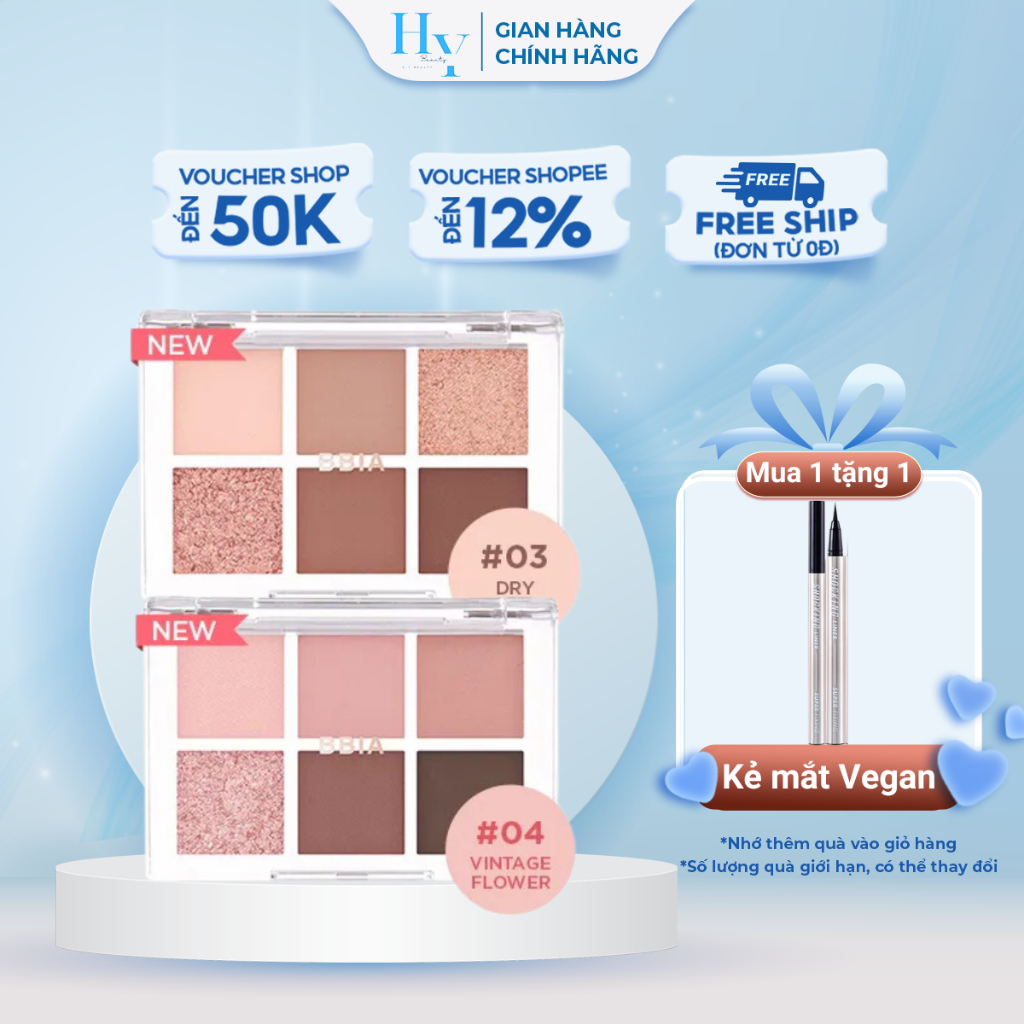 Phấn mắt Bbia 6 ô - Bbia Ready to Wear Palette (5 màu HOT) 5g lì mịn, lên màu chuẩn