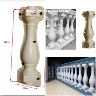 Khuôn Đúc Lan Can Trơn Chất Liệu Nhựa Abs Cao 60 cm Mặt Chân Đế Rộng 12cm