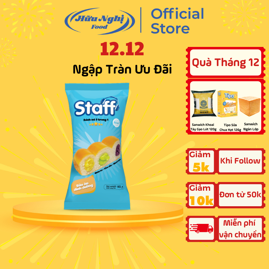 Staff- Bánh Mì 3 Trong 1 KL 90g Thơm Ngon Bổ Dưỡng