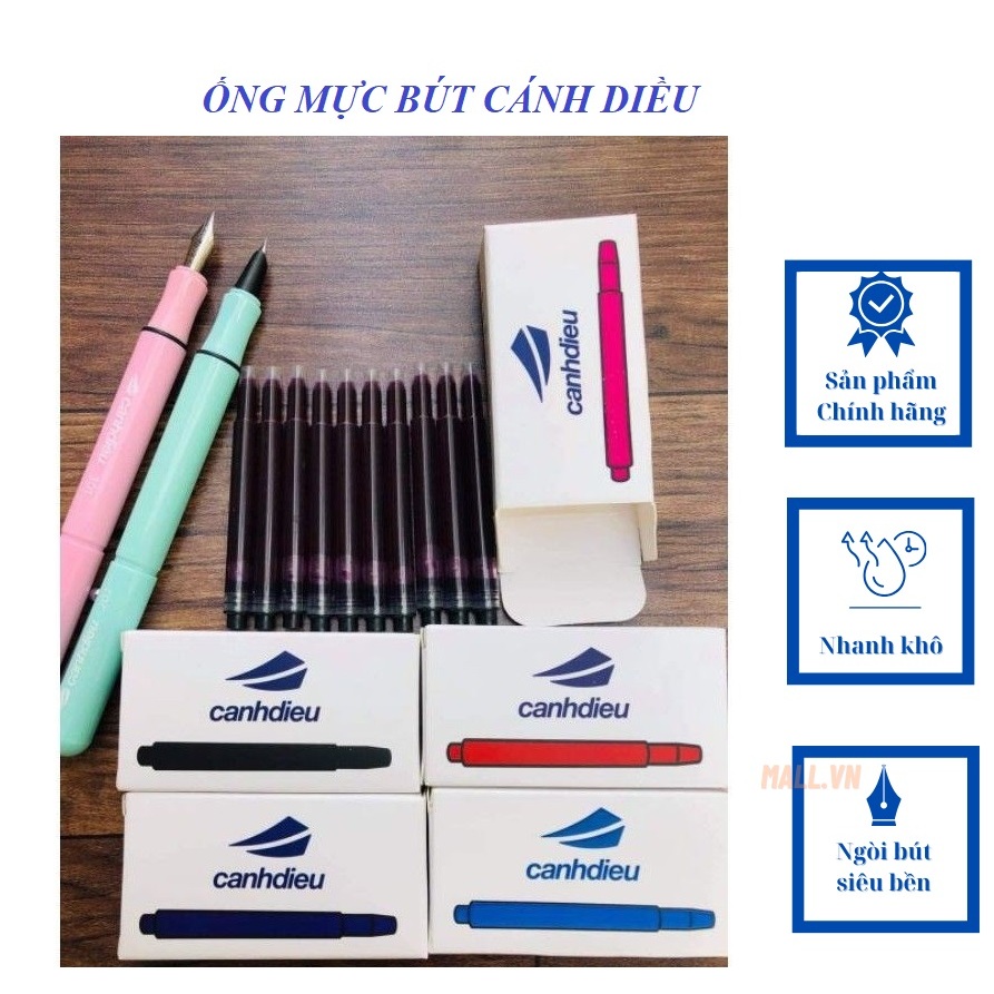 Ống mực Cánh Diều ruột mực thay thế bút Cánh Diều 202 nhanh khô không lem không thấm nhòe mực khô - Loki Store
