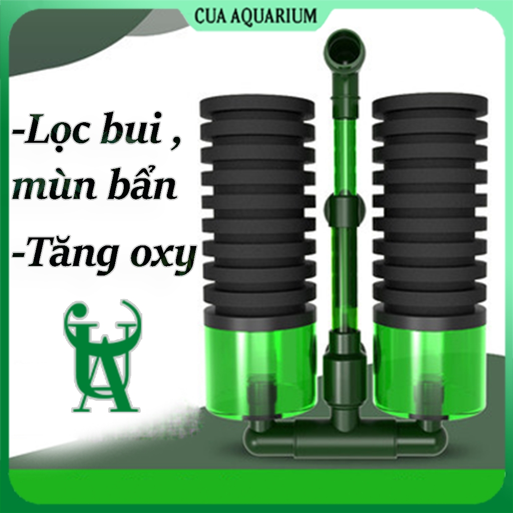 Lọc bio vi sinh QS-200A , QS-100A cho bể cá tép - Lọc sủi AIRLIFT hồ thủy sinh Qanvee