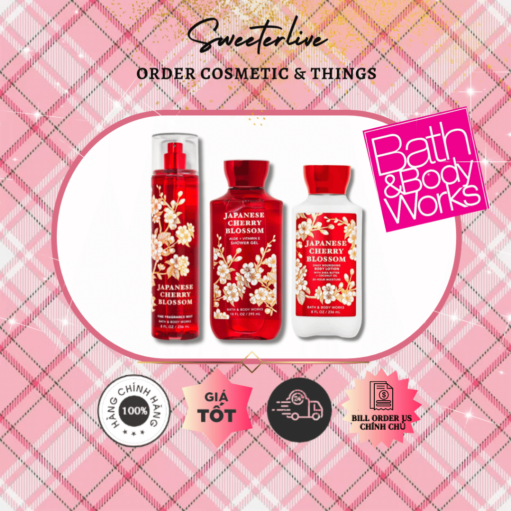 JAPANESE CHERRY BLOSSOM (Bill US) - Bộ xịt thơm toàn thân BATH & BODY WORKS