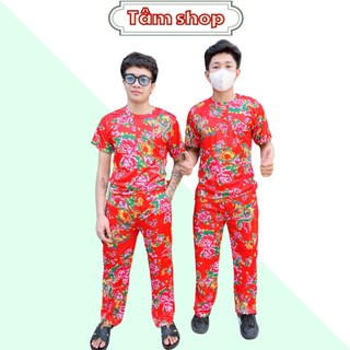 Bộ thể thao nam nữ thu đông hè hot trend, sét đồ thun lạnh đẹp hoa con công mặc nhà đi chơi tết đẹp hót - TâmShop