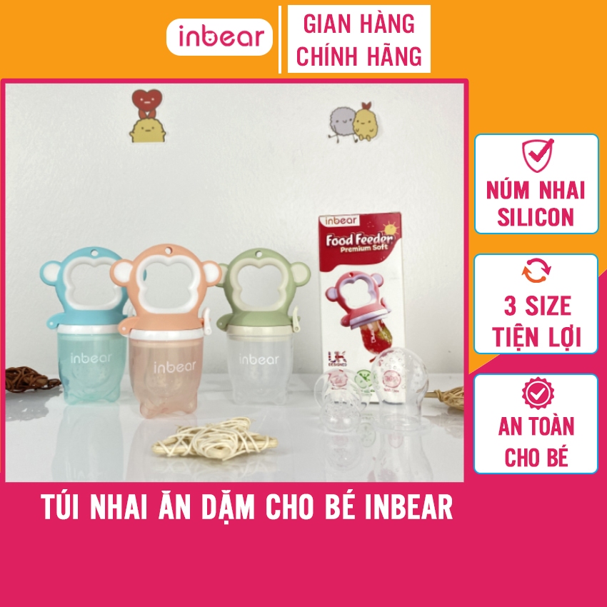 Túi Nhai Ăn Dặm Inbear Chống Hóc Cho Bé Tập Ăn Hoa Quả Rau Củ, Túi Tập Ăn Trẻ Em