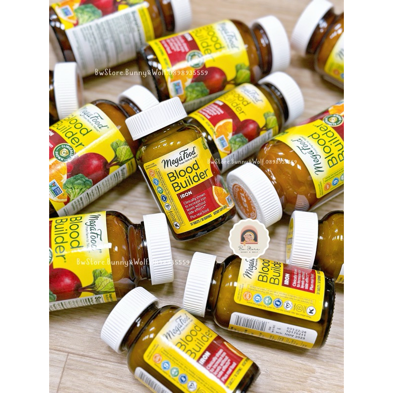 Viên Uống Bổ Sung Sắt Thuần Chay Ko Gây Táo Bón MegaFood Blood Builder Iron  - Hàng Mỹ Air