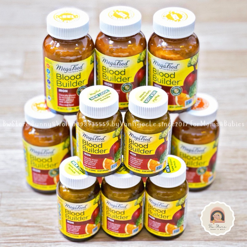 Viên Uống Bổ Sung Sắt Thuần Chay Ko Gây Táo Bón MegaFood Blood Builder Iron  - Hàng Mỹ Air