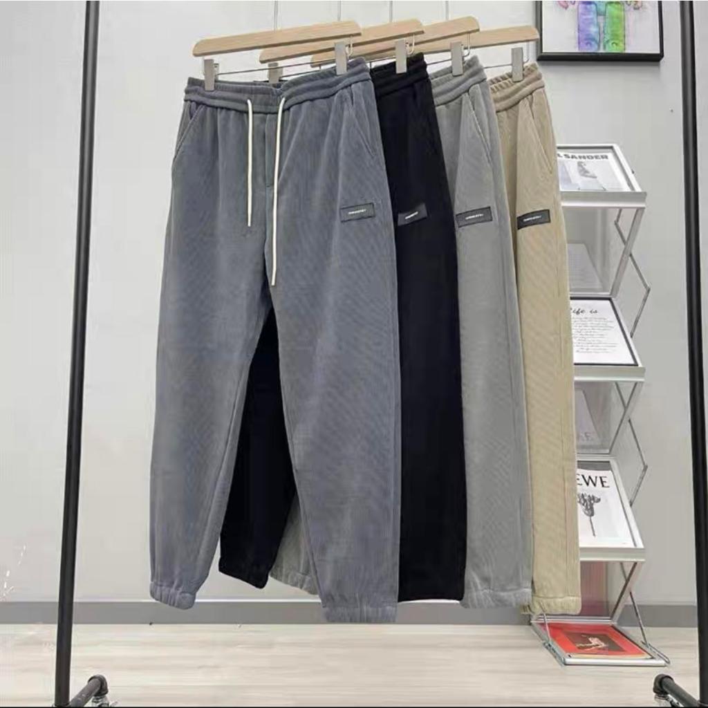 Quần Jogger Nam UMA Nỉ Nhung Tăm Mác Chữ Nhật, Chất Liệu Nỉ Nhung Mềm Mịn Giữ Ấm Tốt, Quần Thể Thao Unisex Gấu Bo QNN06