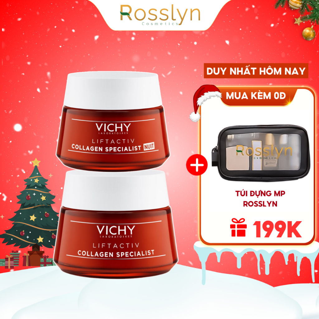 Kem Dưỡng Vichy Liftactiv Collagen Specialist Collagen Dưỡng Sáng Da Mờ Thâm Nám Ngày và Đêm 50 ml Rosslyn