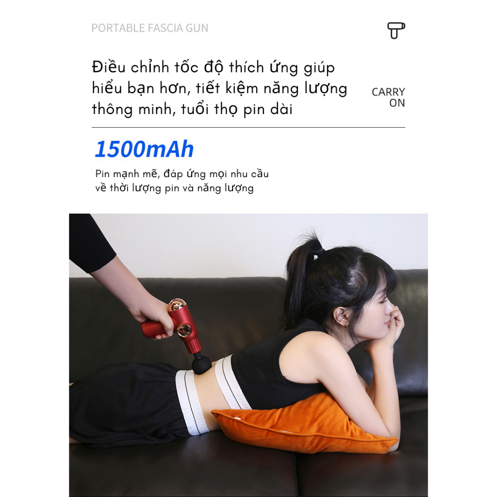 Máy massage thông minh cầm tay cao cấp 4 đầu, quy định tốc độ rung 6 giai đoạn, hỗ trợ massage chuyên sâu, giảm đau cơ