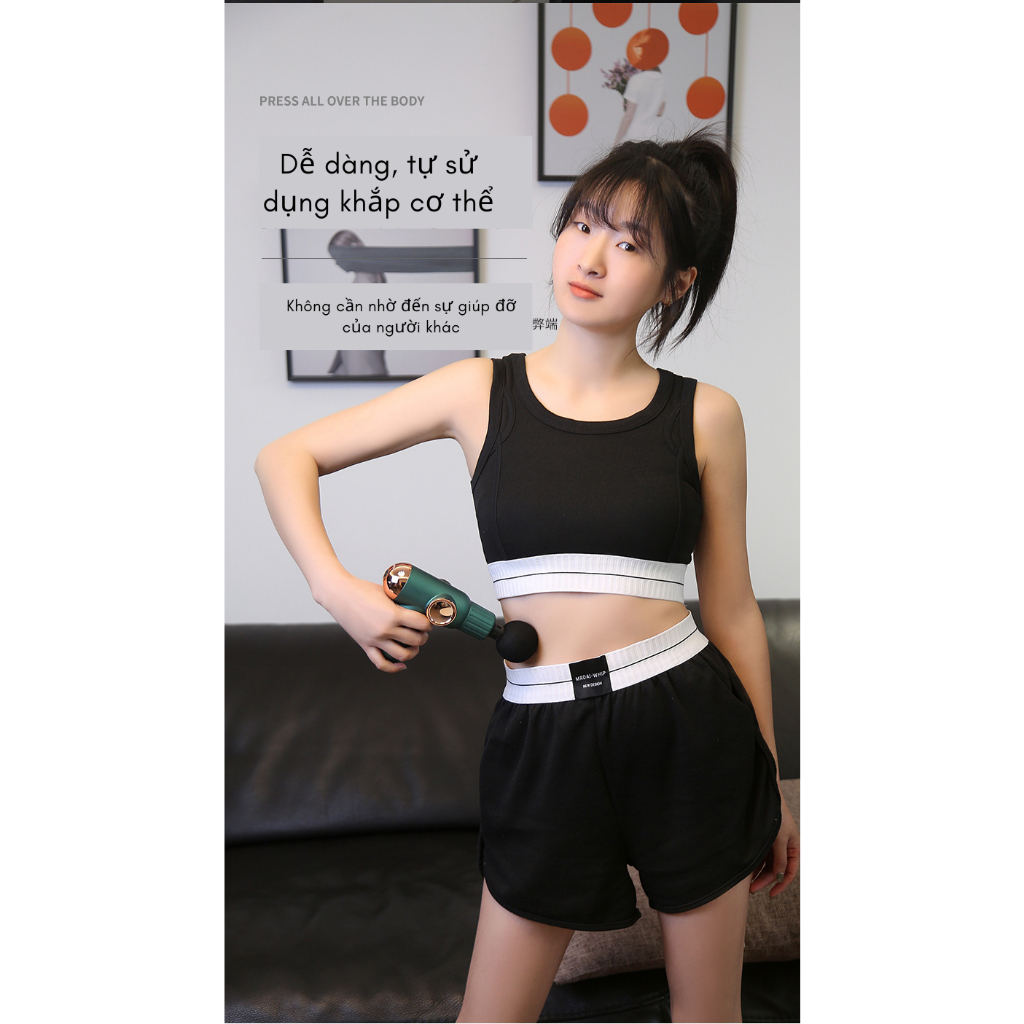 Máy massage thông minh cầm tay cao cấp 4 đầu, quy định tốc độ rung 6 giai đoạn, hỗ trợ massage chuyên sâu, giảm đau cơ