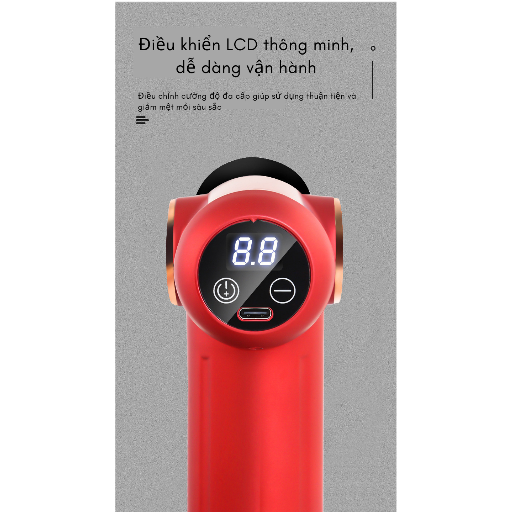 Máy massage thông minh cầm tay cao cấp 4 đầu, quy định tốc độ rung 6 giai đoạn, hỗ trợ massage chuyên sâu, giảm đau cơ