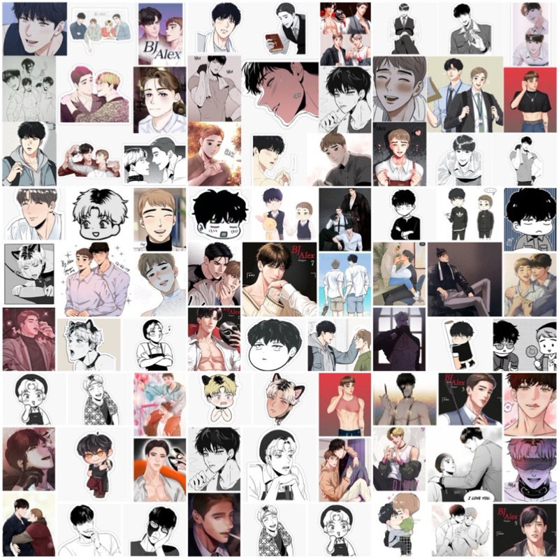 Hình dán yaoi BJ Alex 60 Sticker ép lụa khác nhau / Ảnh sticker bj alex yaoi