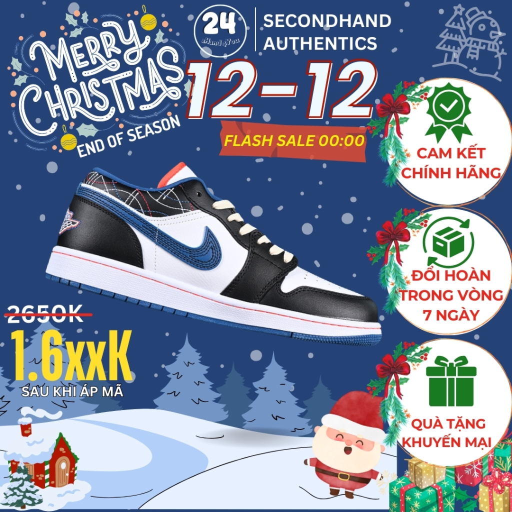 Giày Air Jordan 1 Low ‘Blue Sashiko’ 2HAND Auth NEW 95-98% JD1 dành cho nam nữ - 2Hand4You