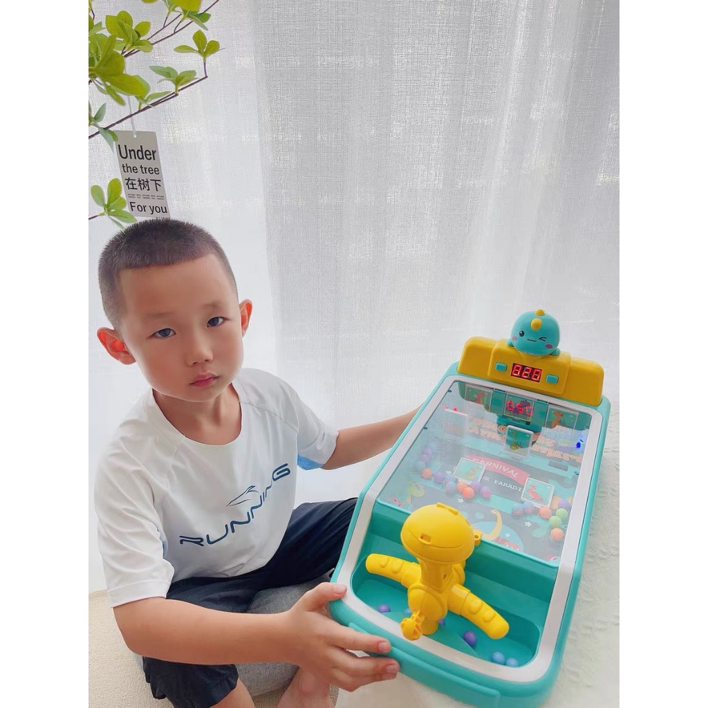 Đồ chơi máy bắn bóng pinball cỡ lớn tính điểm thế hệ mới mô hình khủng long , mèo hồng có đèn nhạc vui nhộn cho bé