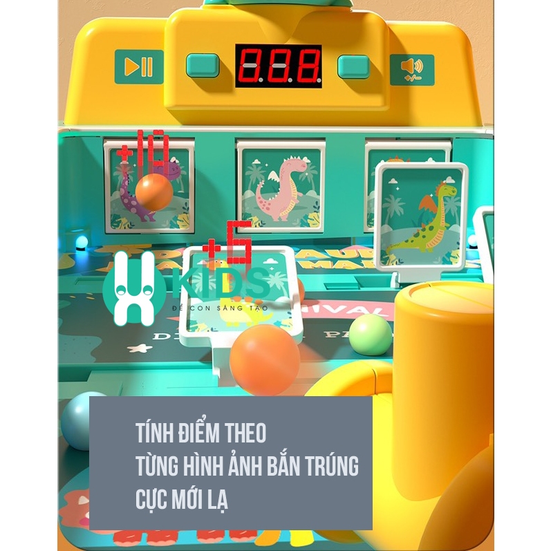 Đồ chơi máy bắn bóng pinball cỡ lớn tính điểm thế hệ mới mô hình khủng long , mèo hồng có đèn nhạc vui nhộn cho bé