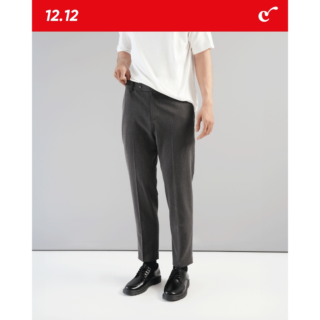 COCOZZI - Quần Âu Nam Ống Đứng Cao Cấp Life Trousers Premium Màu Xám (Gray) Chất Liệu 100% Cotton.
