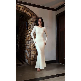 Váy đầm maxi dài tay hở lưng dáng đuôi cá nhẹ ôm sát body - Croptopshouse by SGGz