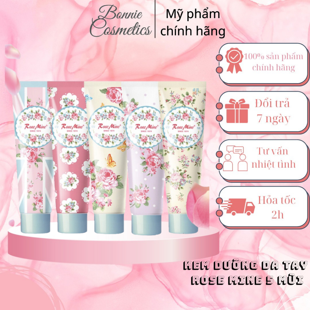 Kem dưỡng da tay Rose Mine 5 mùi da tay mịn màng chống nứt nẻ - BonnieCosmetics