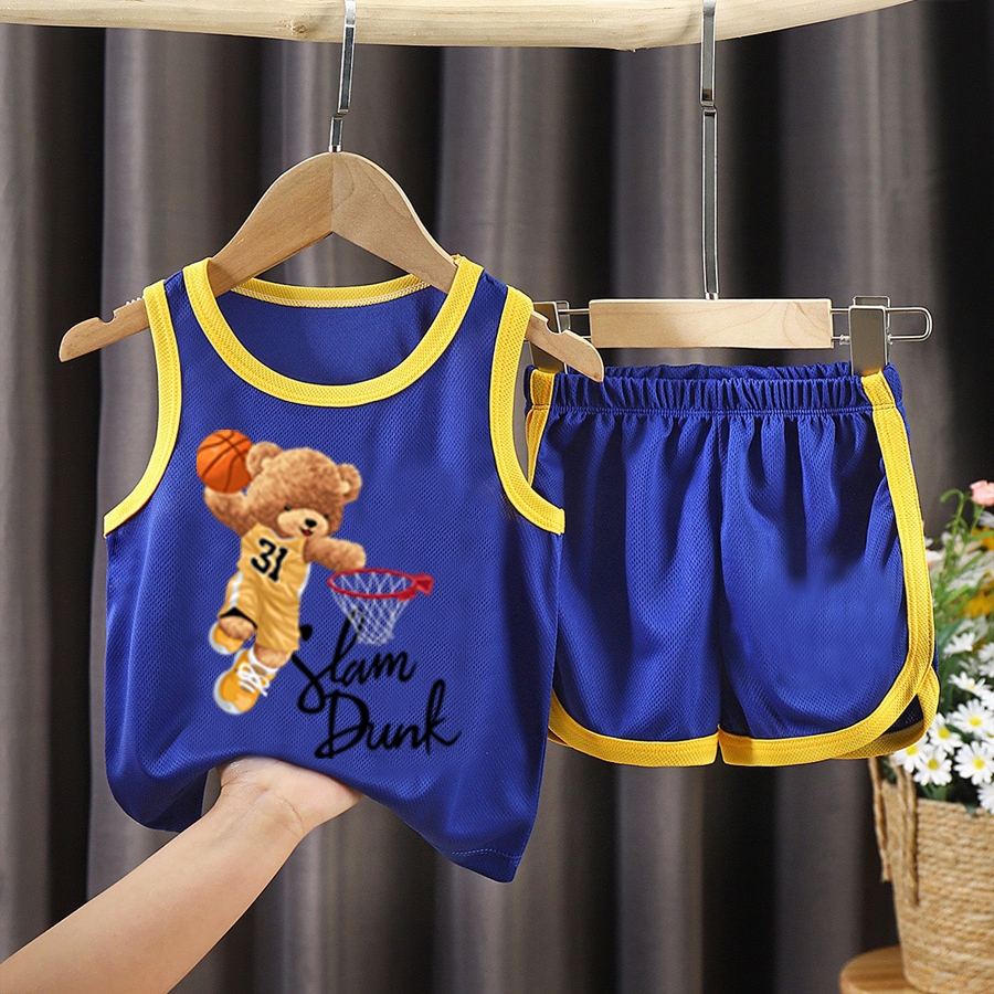 Bộ bé trai thể thao hình gấu áo ao vàng số 31 cho bé từ 6kg đến 29kg.BDBT53.