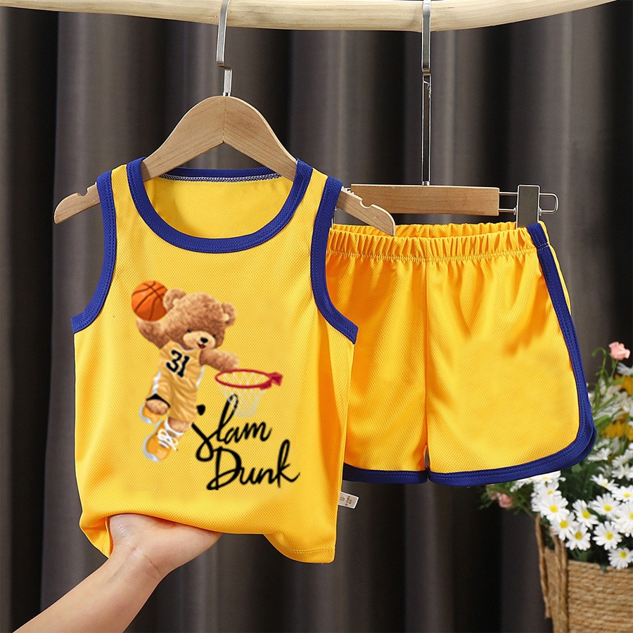 Bộ bé trai thể thao hình gấu áo ao vàng số 31 cho bé từ 6kg đến 29kg.BDBT53.