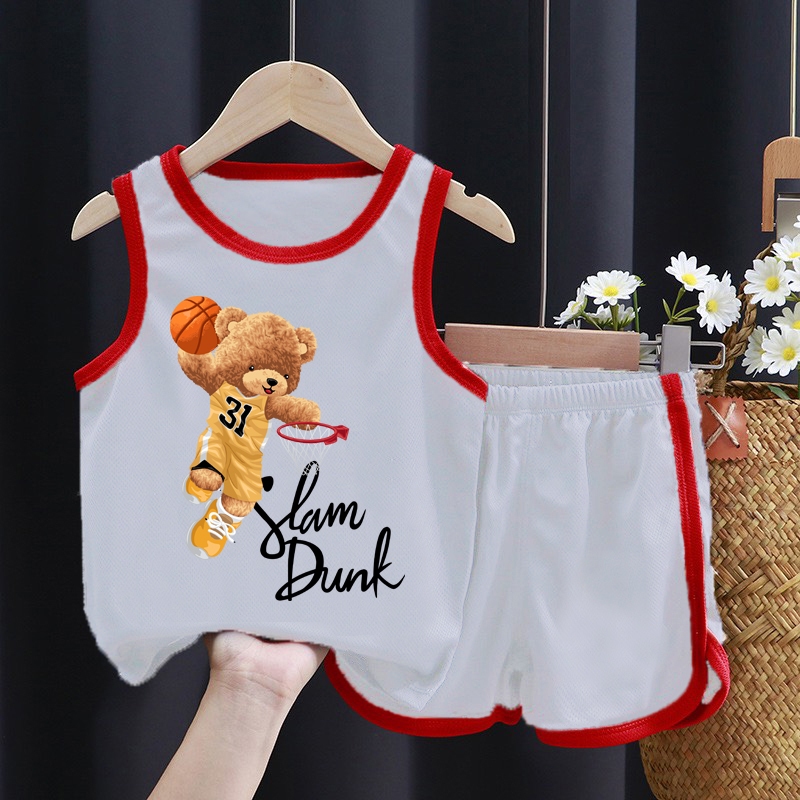 Bộ bé trai thể thao hình gấu áo ao vàng số 31 cho bé từ 6kg đến 29kg.BDBT53.