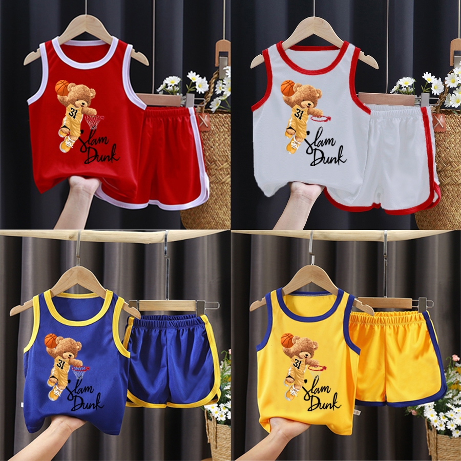 Bộ bé trai thể thao hình gấu áo ao vàng số 31 cho bé từ 6kg đến 29kg.BDBT53.