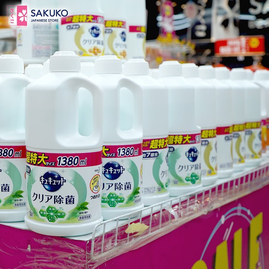 Nước rửa chén bát KYUKYUTO KAO 1380ml đậm đặc, khử mùi, diệt khuẩn, dịu nhẹ, an toàn