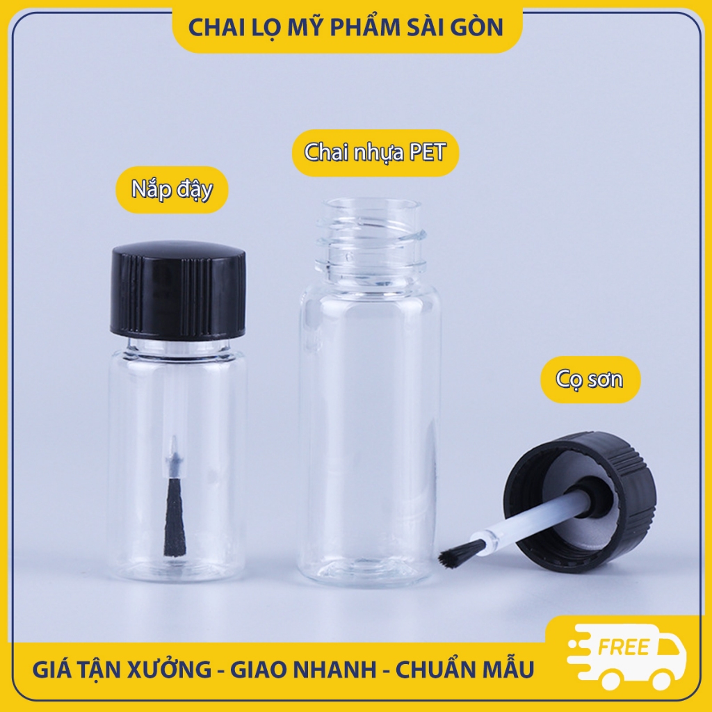 Chai nhựa PET chiết sơn móng tay, 5ml/10ml/15ml/20ml/25ml, chai nắp vặn chắc chắn, kèm cọ sơn - BuyOne - BOPE19
